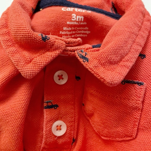 Carter’s Red Car Surfboard Summer Baby Romper Short Sleeve 3 Button Size 3 Month - Picture 4 of 8